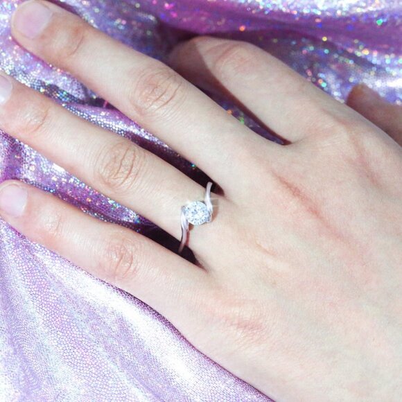 Refine Pure Gemstone CZ Twisted Engagement Rings for Women, EVGG1269 - Picture 2 of 7